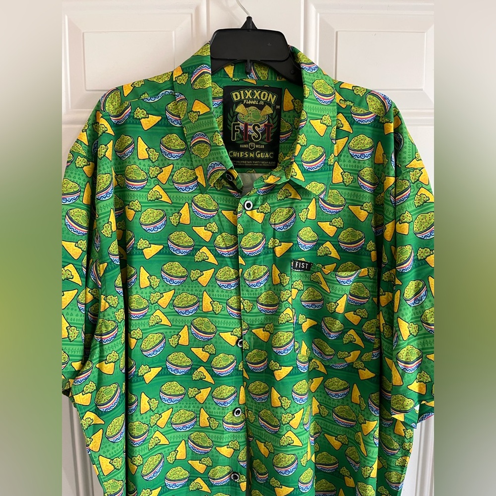 Dixxon Flannel x FIST‎ Chips N Guac Party Wear Short Sleeve Shirt Green Mens 3X - Picture 4 of 13